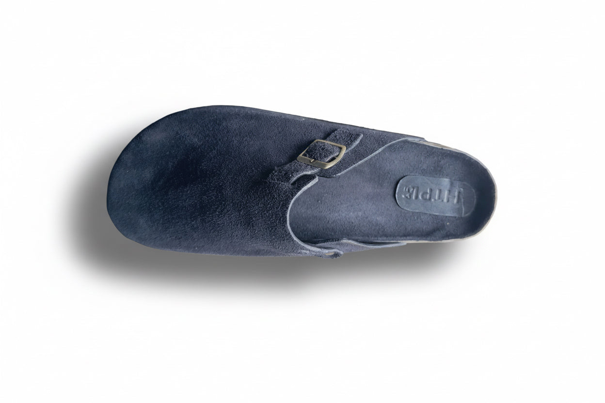 Black suede clogs